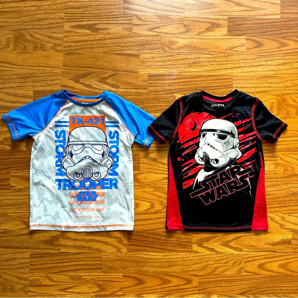 Lot 2x Jumping Beans Active Star Wars Boys Size 6 Short Sleeve Tops Shirts EUC!